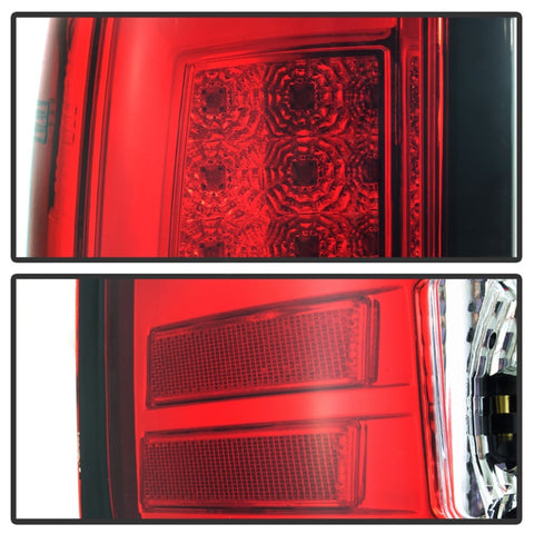 Spyder 07-13 GMC Sierra 1500 V2 Light Bar LED Tail Lights - Red Clear (ALT-YD-GS07V2-LBLED-RC) - 5084767