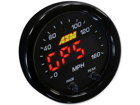 AEM X-Series 0-160 MPH Black Bezel w/ Black Face GPS Speedometer Gauge - 30-0313