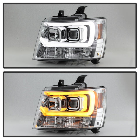 Spyder 07-14 Chevy Suburban/Tahoe V2 Projector Headlights LED Turn Sig Chrome PRO-YD-CSUB07V3-SB-C - 5086235