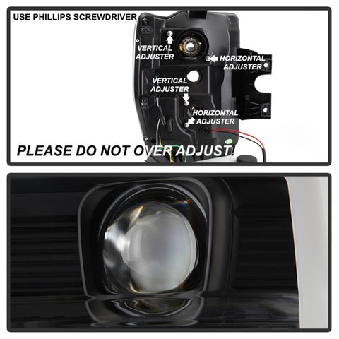 Spyder 08-10 Ford F-250 SD Projector Headlights V2-Switch Back Light Bar-Black PRO-YD-FS08V2-SBLB-BK - 5086228
