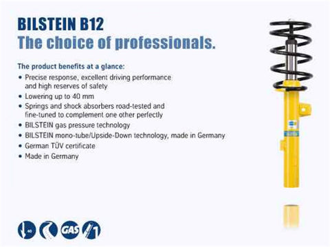 Bilstein B12 (Pro-Kit) 12-15 Mercedes-Benz SLK250 Base L4 1.8L Front and Rear Suspension Kit - 46-257833