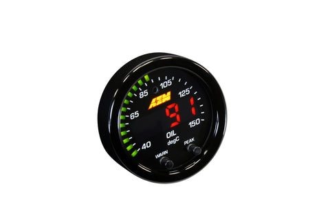 AEM X-Series Temperature 100-300F Gauge Kit (ONLY Black Bezel and Water Temp. Faceplate) - 30-0302