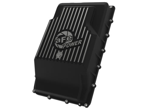 aFe 17-24 Ford F-150 10R60/10R80 Pro Series Rear Transmission Pan Black w/ Machined Fins - 46-71330B