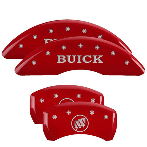 MGP 4 Caliper Covers Engraved Front Buick Rear Buick Shield Red Finish Silver Char 2015 Buick Regal - 49012SBSHRD