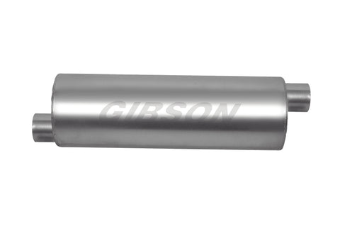 Gibson SFT Superflow Offset/Offset Round Muffler - 6x19in/2.5in Inlet/2.5in Outlet - Stainless - 788200S