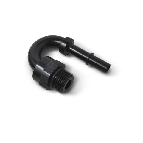 Russell Performance Adapter Fitting 3/8in SAE Quick Disc Male to #6 SAE Port Male Swivel 180Deg Blk - 644013