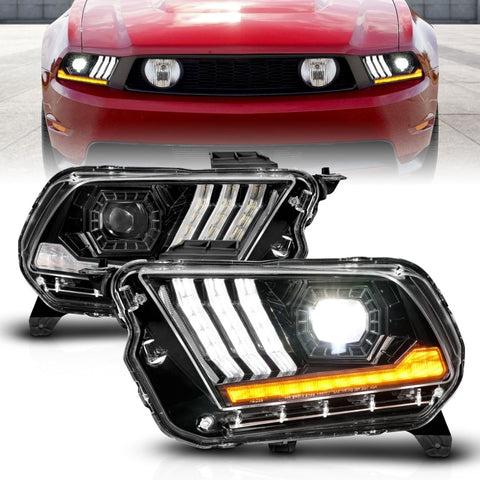 ANZO 10-14 Ford Mustang LED Projector Headlights w/Sequential Light Tube (NON HID Compatible) - 121577