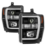 Spyder 08-10 Ford F-250 Projector Headlights V2 - Light Bar DRL LED - Black PRO-YD-FS08V2-LB-BK - 5084477