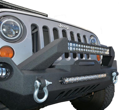 DV8 Offroad 07-18 Wrangler JK FS-17 Mid Length Steel Front Bumper w/ Fog Lights - FBSHTB-17