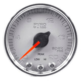 Autometer Spek-Pro Gauge Pyro. (Egt) 2 1/16in 2000f Stepper Motor W/Peak & Warn Slvr/Chrm - P31021