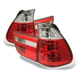 Spyder BMW E53 X5 00-06 4PCS Euro Style Tail Lights- Red Clear ALT-YD-BE5300-RC - 5000835