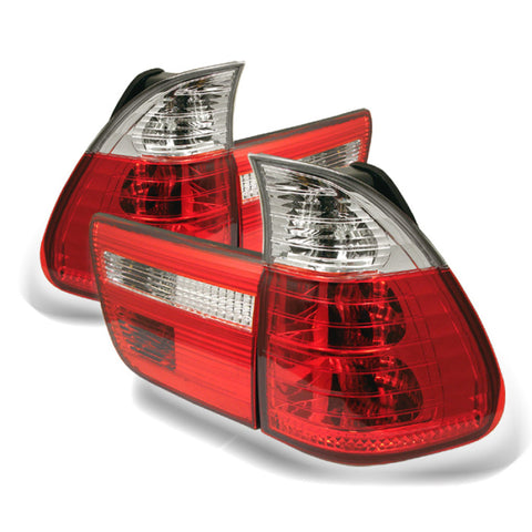 Spyder BMW E53 X5 00-06 4PCS Euro Style Tail Lights- Red Clear ALT-YD-BE5300-RC - 5000835