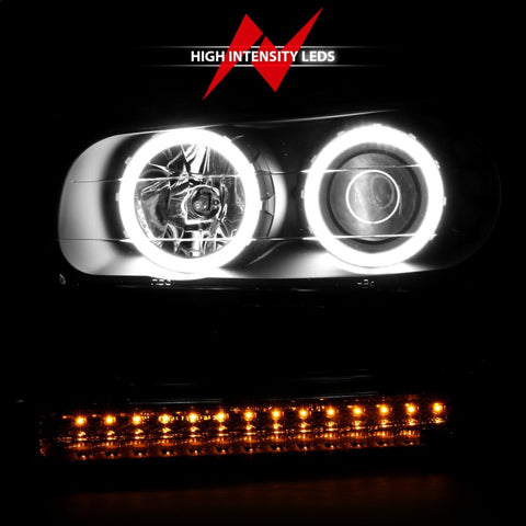 ANZO 2002-2009 Chevrolet Trailblazer Projector Headlights w/ Halo Black - 111127