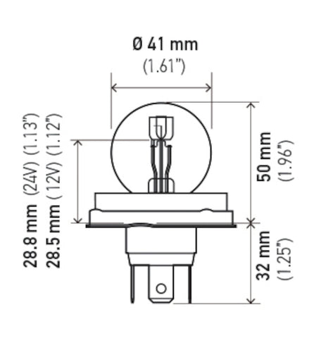 Hella Bulb 7952 24V 55/50W P45t S13 R2 - 7952