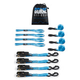 Mishimoto Medium-Duty Ratchet Tie-Down Kit (4-Pack) Blue - BNRTC-TDMD-4BL