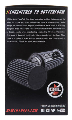 AEM Dryflow 3.5in. X 7in. Round Tapered Air Filter - 21-2047BF