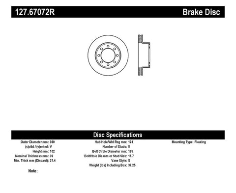 StopTech Slotted & Drilled Sport Brake Rotor - 127.67072R