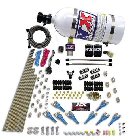 Nitrous Express Pro-Shk/Gas (200-600HP) 2 Fuel 1 Supershark Solenoid Nitrous Kit w/10lb Bottle - 90206-10