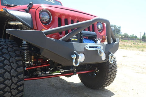 DV8 Offroad 07-18 Jeep Wrangler JK/JL FS-10 Full Length Steel Front Bumper w/ Skid Plate - FBSHTB-10