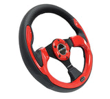 NRG Reinforced Steering Wheel (320mm) Blk w/Red Trim & 5mm 3-Spoke - RST-001RD