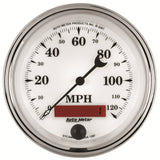 AutoMeter Gauge Speedometer 3-3/8in. 120MPH Elec. Prog. W/ Lcd Odo Old Tyme Wht II - 1287