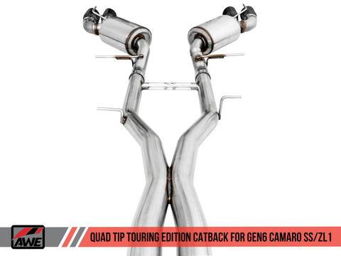 AWE Tuning 16-19 Chevy Camaro SS Res Cat-Back Exhaust -Touring Edition (Quad Diamond Black Tips) - 3015-43114