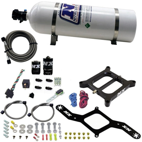 Nitrous Express 4150 RNC Conventional Nitrous Plate Kit w/.375in Solenoid w/15lb Bottle - 55140-15