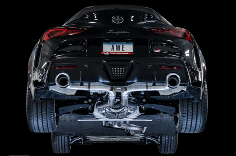 AWE Tuning 2020 Toyota Supra A90 Track Edition Exhaust - 5in Chrome Silver Tips - 3015-32116