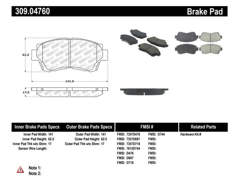 StopTech Performance Brake Pads - 309.04760