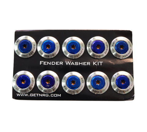 NRG Fender Washer Kit (TI Series) M6 Bolts/SS For Plastic (Silver Washer/TI Burn Screw) - Set of 10 - FW-200ST