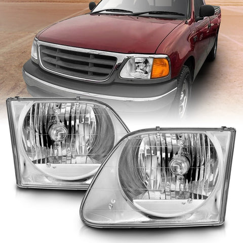 ANZO 1997-2003 Ford F-150 Crystal Headlights Chrome - 111030