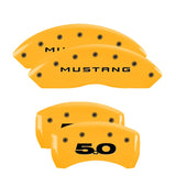 MGP 4 Caliper Covers Engraved Front Mustang Engraved Rear 50 Yellow finish black ch - 10198SM50YL