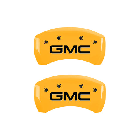 MGP 4 Caliper Covers Engraved Front & Rear GMC Yellow finish black ch - 34209SGMCYL