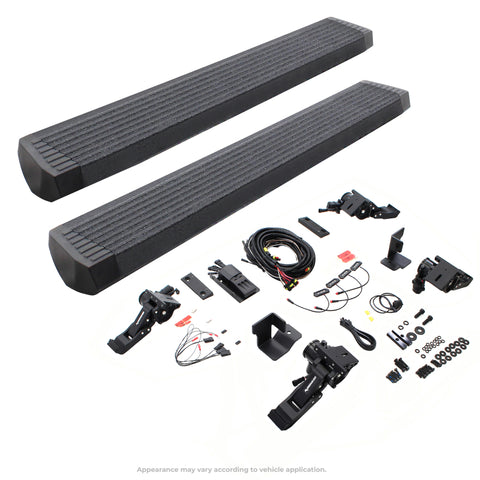 Go Rhino 07-17 Jeep Wrangler 4dr E-BOARD E1 Electric Running Board Kit (Cut Req.) - Bedliner Coating - 20450572T