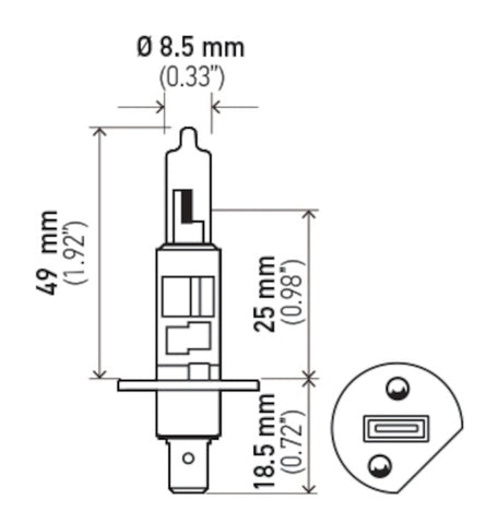 Hella Bulb H1 12V 55W P145S T25 +50 (2) - H1P50TB