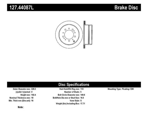 StopTech Slotted & Drilled Sport Brake Rotor - 127.44087L