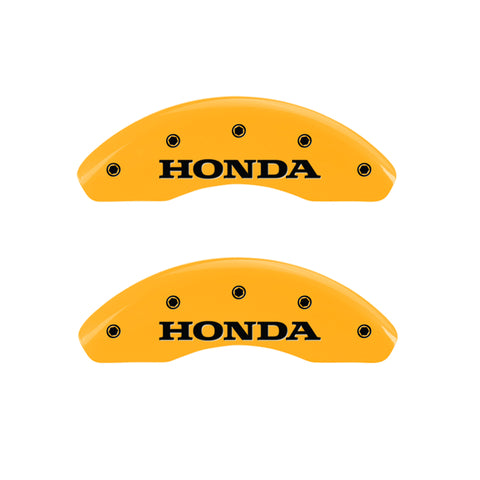 MGP 4 Caliper Covers Engraved Front & Rear Honda Yellow finish black ch - 20130SHONYL