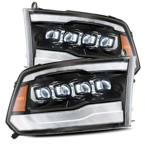 AlphaRex 09-18 Dodge Ram 1500HD NOVA LED Projector Headlights Plank Style Design Gloss Black w/DRL - 880590