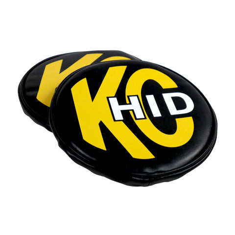 KC HiLiTES 8in. Round Soft Cover HID (Pair) - Black w/Yellow Brushed KC Logo - 5818