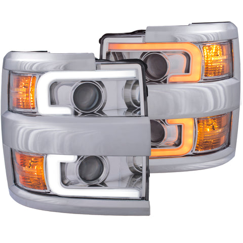 ANZO Projector Headlights 15-17 Chevrolet Silverado 2500HD / 3500HD Chrome w/ Chrome Rim - 111366