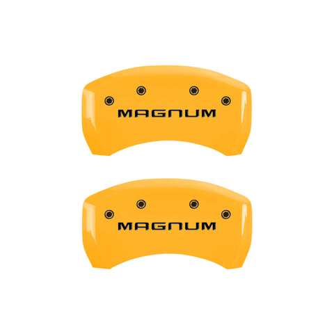 MGP 4 Caliper Covers Engraved Front & Rear Magnum Yellow Finish Black Char 2006 Dodge Charger - 12001SMGMYL