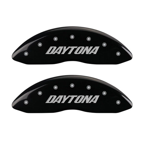 MGP 4 Caliper Covers Engraved Front & Rear Daytona Black finish silver ch - 12162SDAYBK