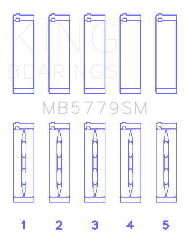 King Audi CDAA / CDHA / CDHB / CDAB (Size STD) Main Bearing Set (Set of 5) - MB5779SM