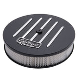 Edelbrock Air Cleaner Racing Series Round Aluminum Top Cloth Element 14In Dia X 3 125In Dropped Base - 41663