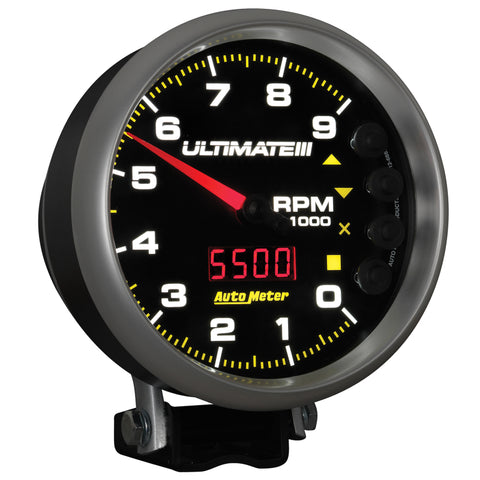 Autometer 5 inch Ultimate III Playback Tachometer 9000 RPM - Black - 6887