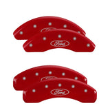 MGP 4 Caliper Covers Engraved Front & Rear Oval logo/Ford Red finish silver ch - 10227SFRDRD