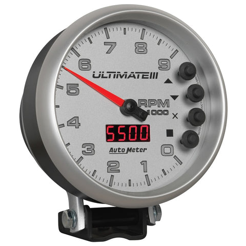 Autometer 5 inch Ultimate III Playback Tachometer 9000 RPM - Silver - 6882