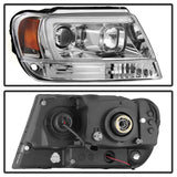 Spyder 99-04 Jeep Grand Cherokee Projector Headlights - Light Bar DRL LED - Chrome - 5085214