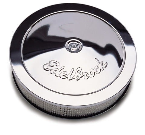 Edelbrock Air Cleaner Pro-Flo Series Round Steel Top Paper Element 14In Dia X 3 313In Chrome - 1207