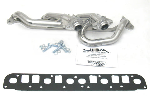 JBA 00-06 Jeep 4.0L 1-1/2in Primary Silver Ctd Cat4Ward Header - 1527SJS